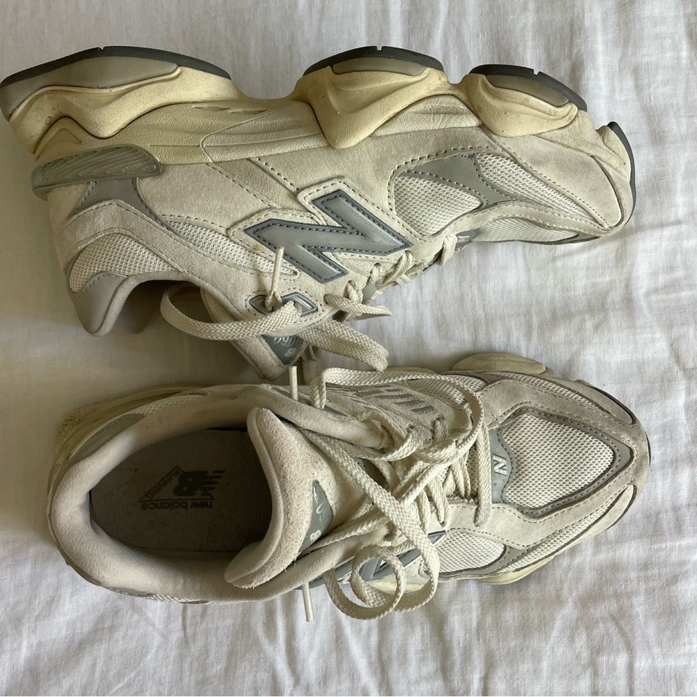 New Balance 9060 Off-White and Gray Athletic Shoes